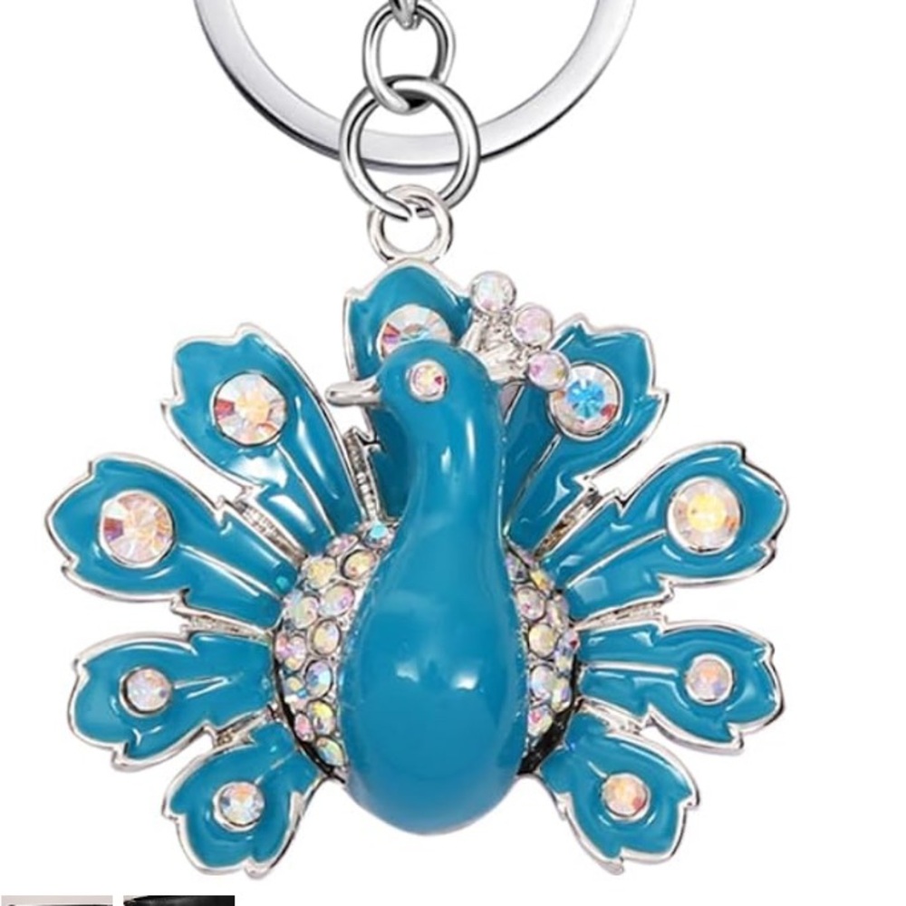 Aurora borealis peacock bag/purse charm Keychain